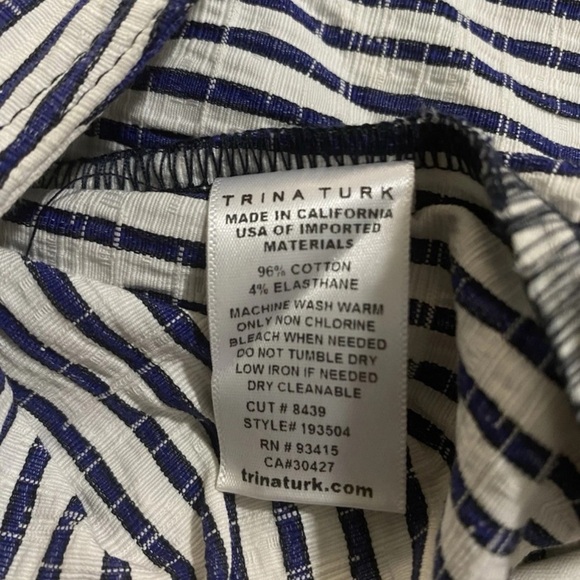 TRINA TURK Lyric Theatre Pants Seersucker Blue/White MidRise Straight Leg Size 6 - Picture 11 of 11